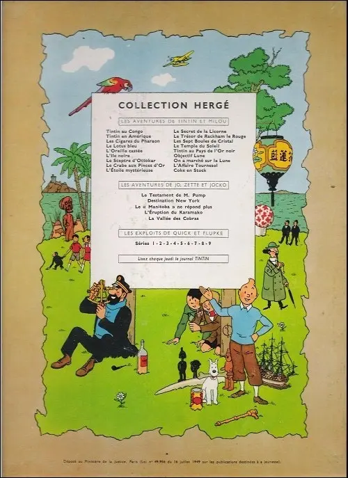 Verso de l'album Tintin Tome 3 Tintin en Amérique