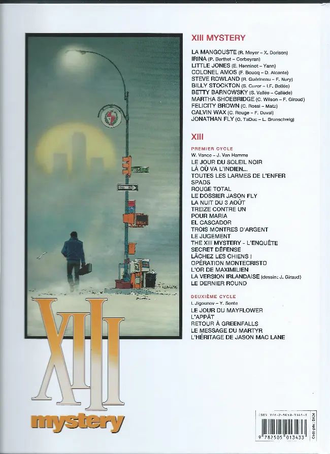 Verso de l'album XIII Mystery Tome 5 Steve Rowland