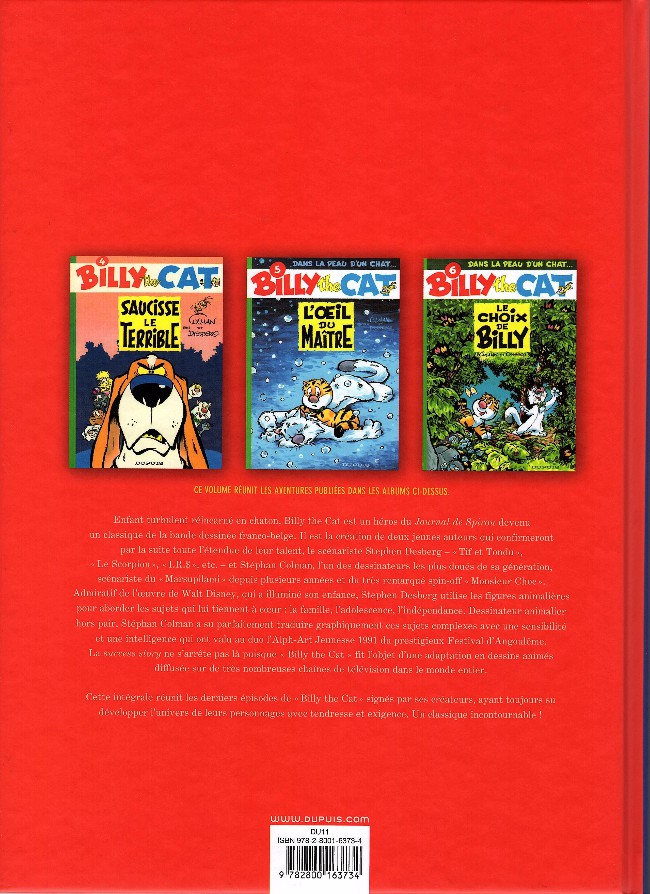 Verso de l'album Billy the Cat L'intégrale 2