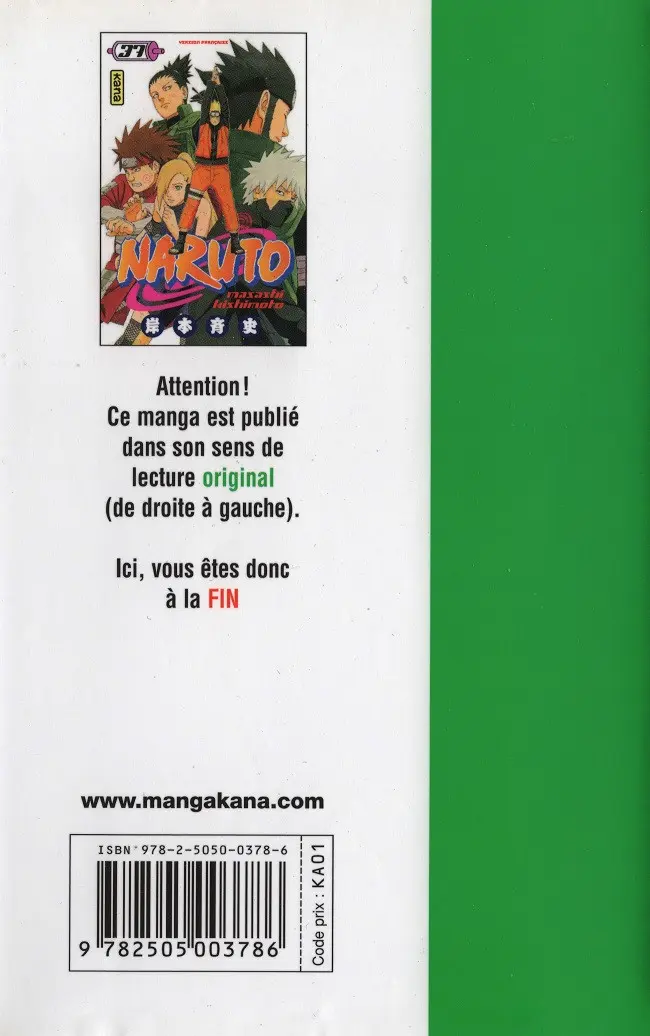 Verso de l'album Naruto 37 Le combat de Shikamaru !!