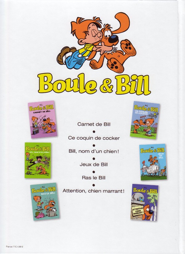Verso de l'album Boule et Bill Télé 7 jours (2014) Tome 1 Jeux de Bill