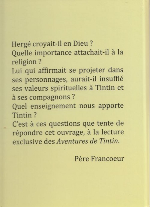 Verso de l'album Tintin L'Évangile selon Tintin