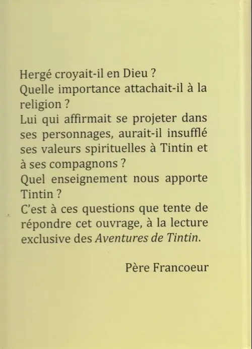 Verso de l'album Tintin L'Évangile selon Tintin