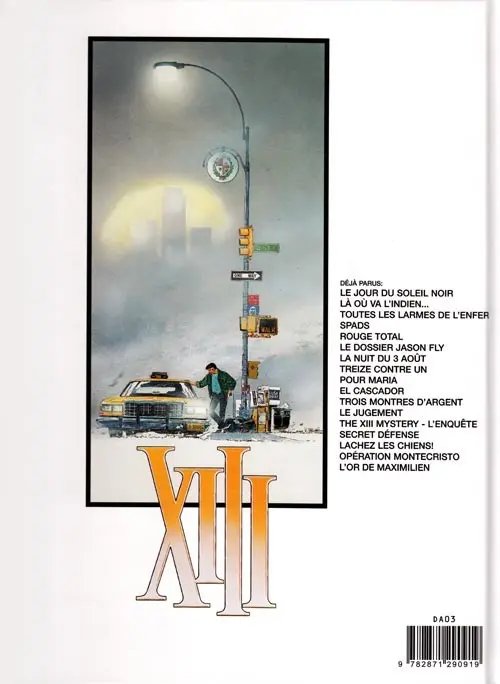 Verso de l'album XIII Tome 13 The XIII mystery - L'enquête