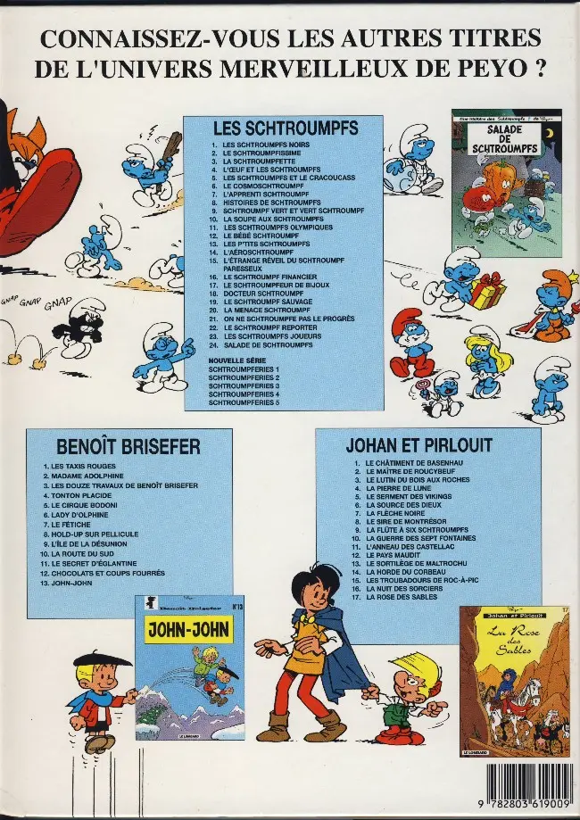Verso de l'album Les Schtroumpfs Tome 22 Le Schtroumpf reporter
