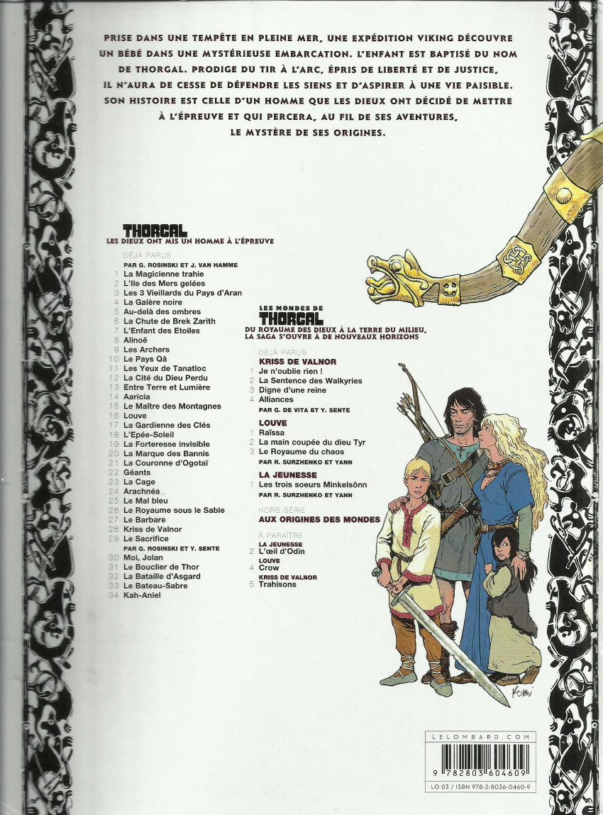 Verso de l'album Thorgal Tome 7 L'Enfant des Étoiles