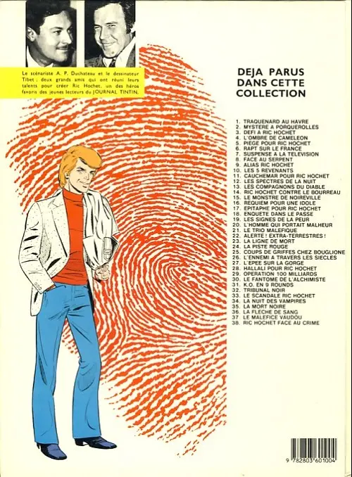 Verso de l'album Ric Hochet Tome 30 Le fantôme de l'alchimiste