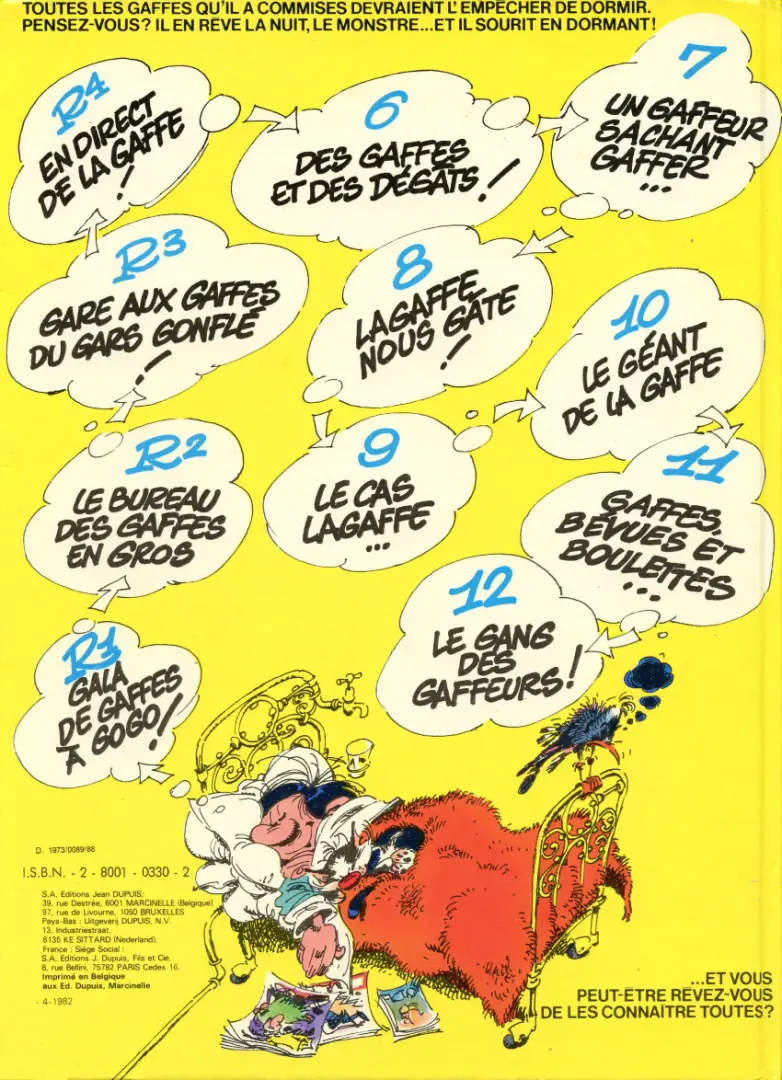 Verso de l'album Gaston Tome 11 Gaffes, bévues et boulettes