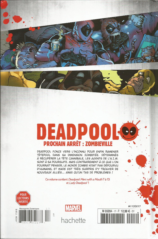 Verso de l'album Deadpool - La collection qui tue Tome 17 Prochain arrêt: Zombieville