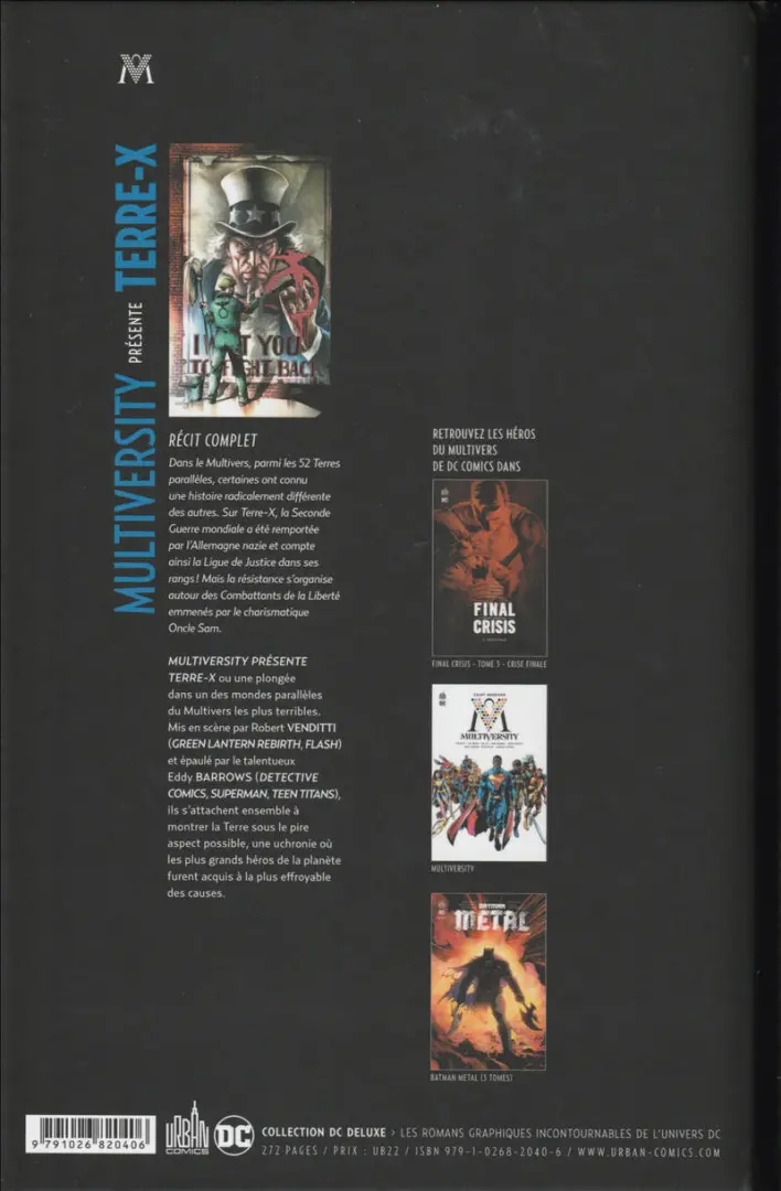 Verso de l'album Multiversity présente Terre-X