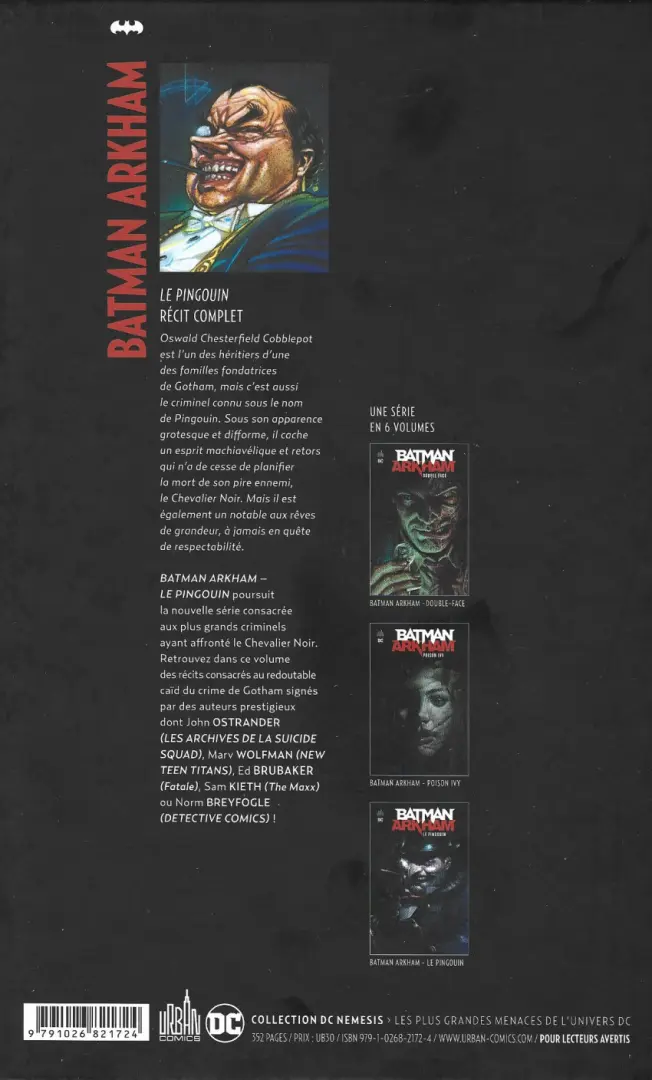 Verso de l'album Batman Arkham 3 Le Pingouin