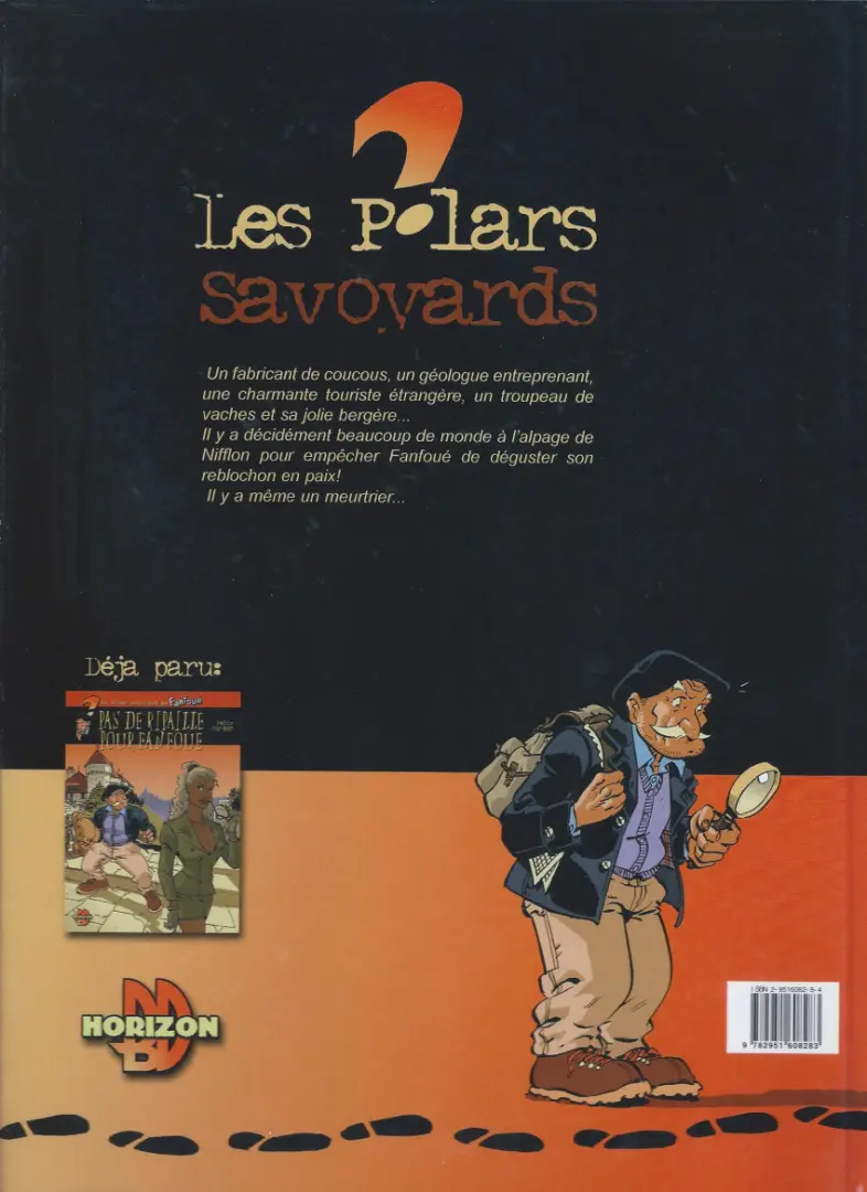 Verso de l'album Fanfoué des Pnottas Les polars savoyards Tome 1 Le reblochon qui tue !