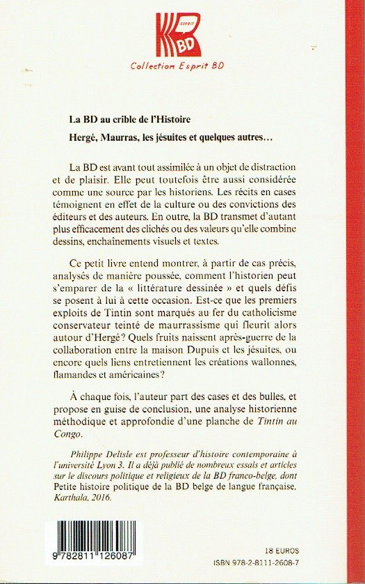 Verso de l'album La BD au crible de l'Histoire Hergé, Maurras, les jésuites et quelques autres ...