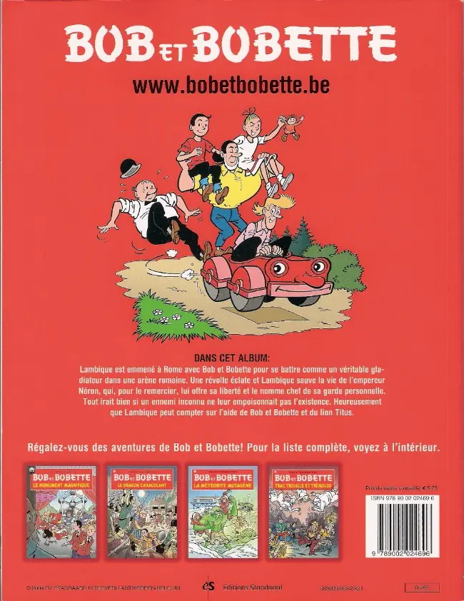 Verso de l'album Bob et Bobette Tome 113 Le gladiateur-mystère