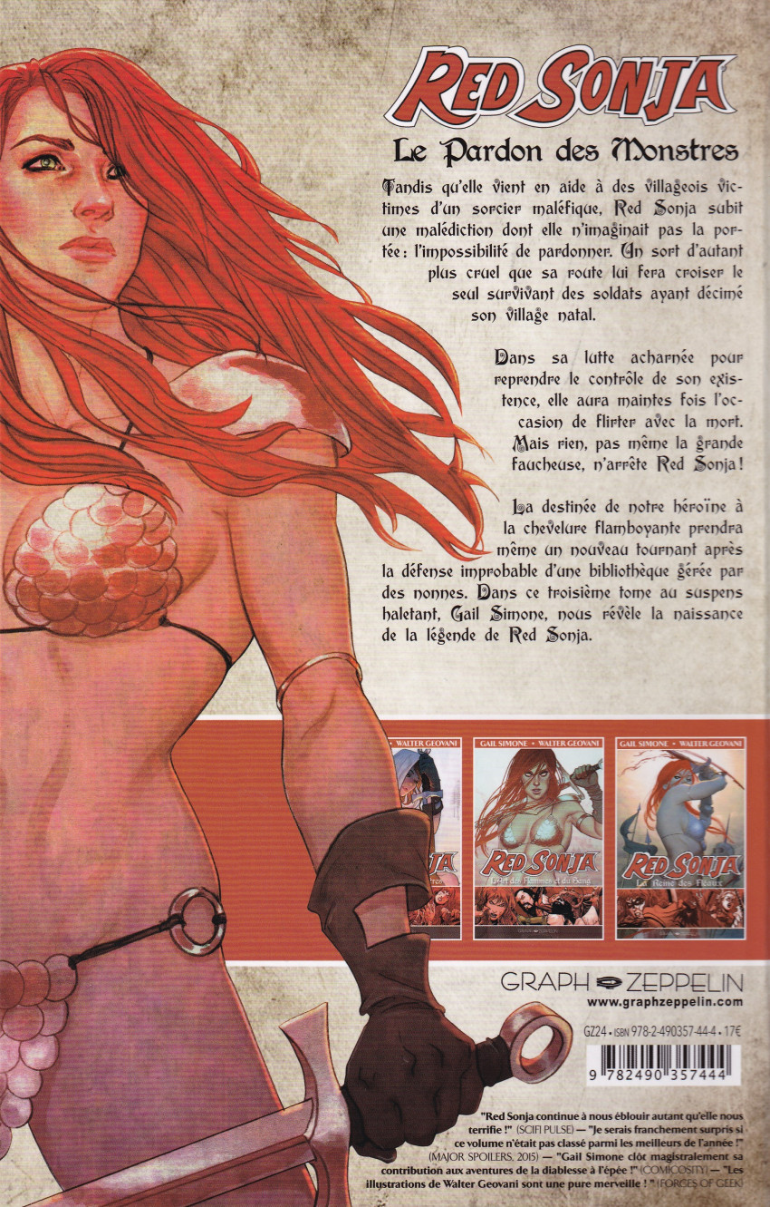 Verso de l'album Red Sonja 3 Le pardon des monstres