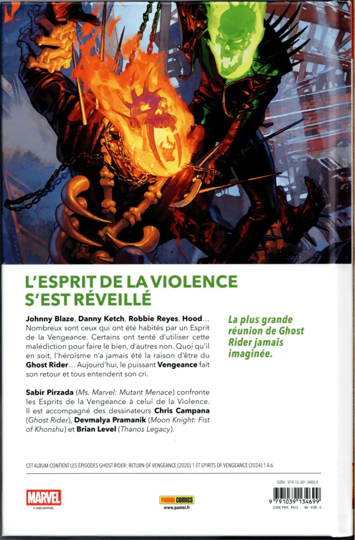 Verso de l'album Les Esprits de la vengeance 2 On l'appelait Vengeance