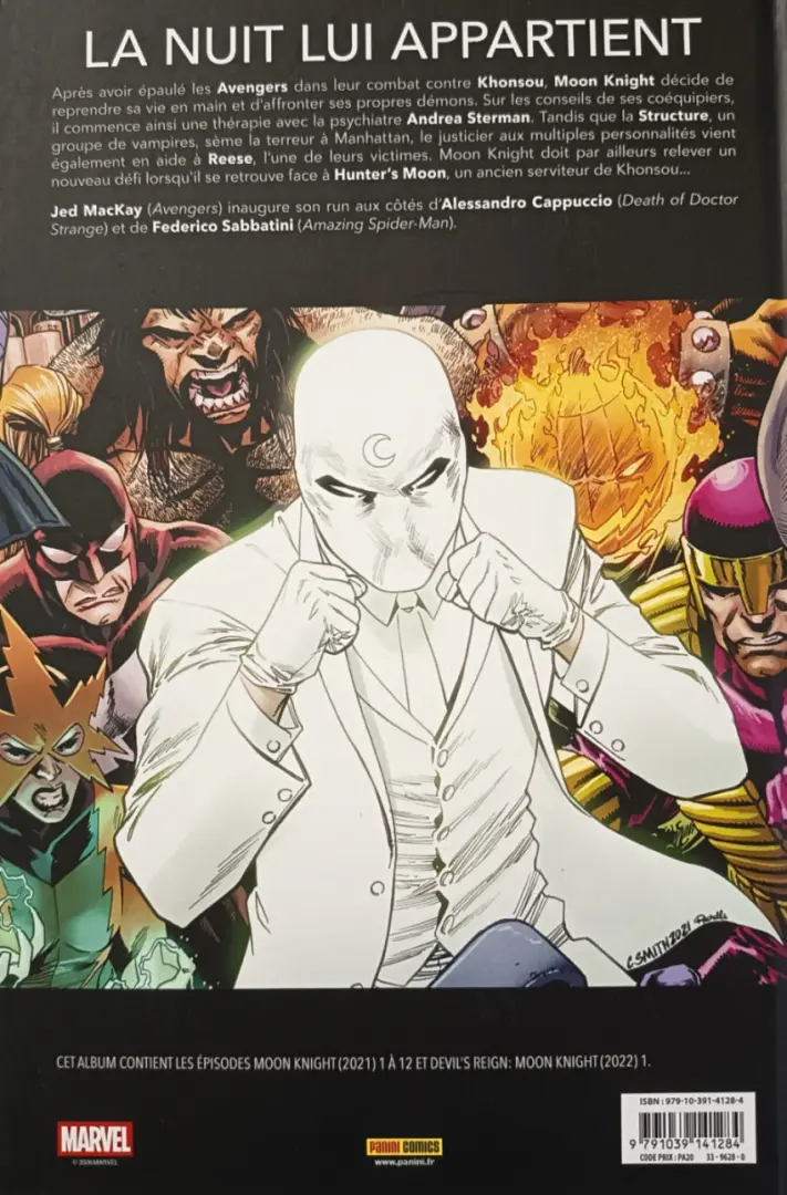 Verso de l'album Moon Knight Les Deux Poings de la vengeance