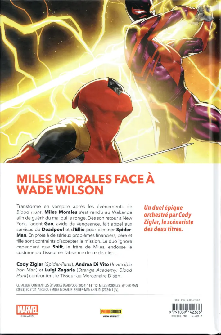 Verso de l'album Miles Morales : Spider-Man / Deadpool Bain de sang