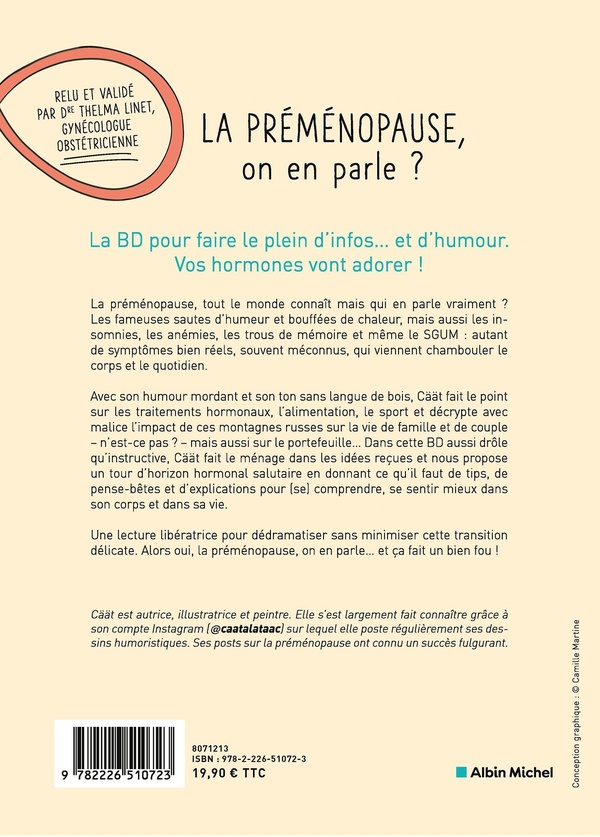 Verso de l'album La préménopause, on en parle ? Bienvenue en zone de turbulences