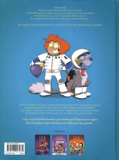 Verso de l'album Lila Tome 3 Oh purée, le collège !