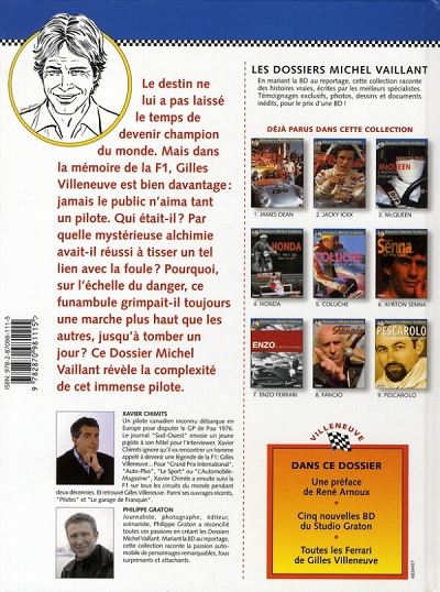 Verso de l'album Dossiers Michel Vaillant Tome 10 Gilles Villeneuve - Je ne serai pas long...