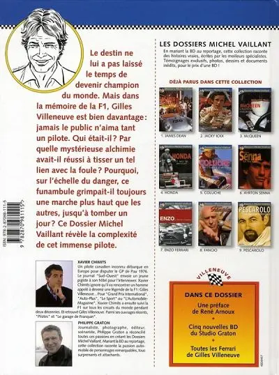 Verso de l'album Dossiers Michel Vaillant Tome 10 Gilles Villeneuve - Je ne serai pas long...