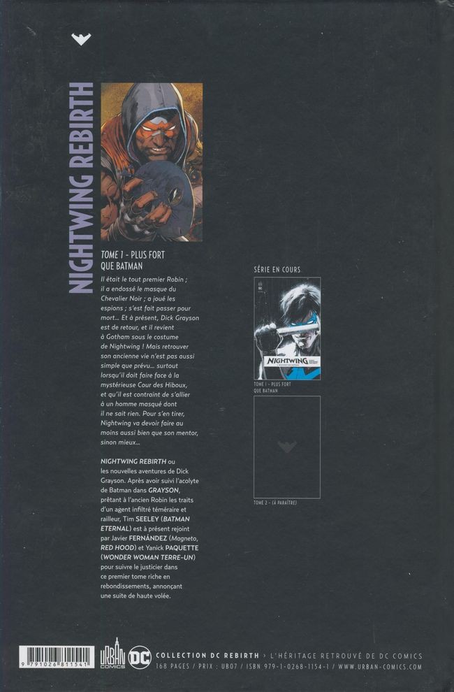 Verso de l'album Nightwing Rebirth Tome 1 Plus fort que Batman