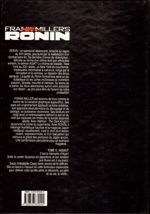 Verso de l'album Ronin Tome 6 Assaut