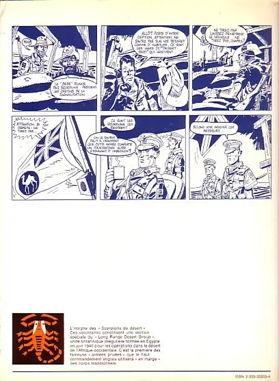 Verso de l'album Les Scorpions du Désert Tome 1