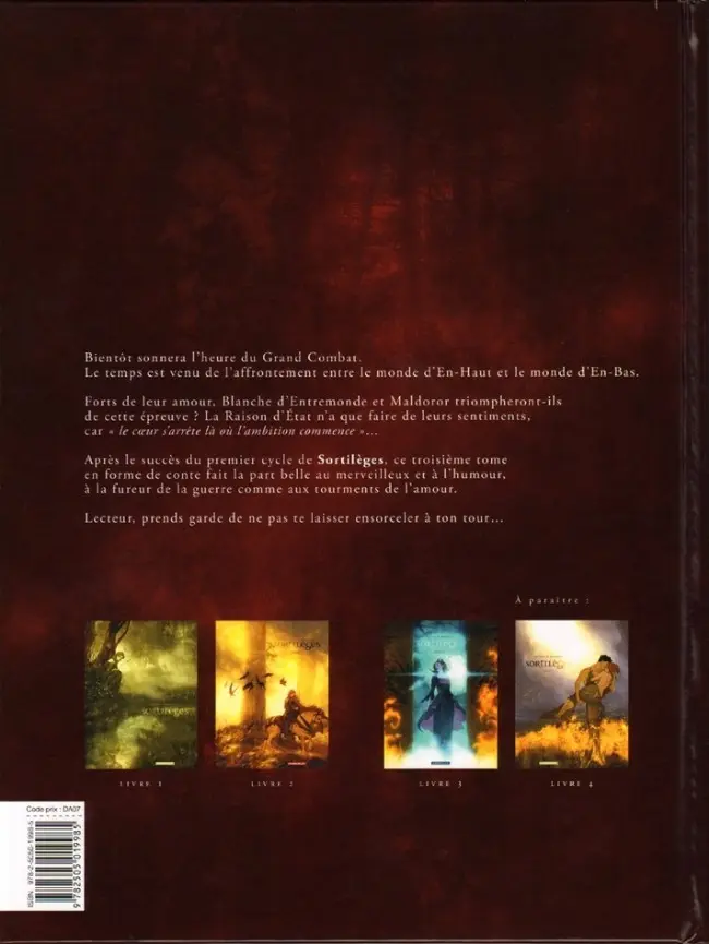 Verso de l'album Sortilèges Livre 3