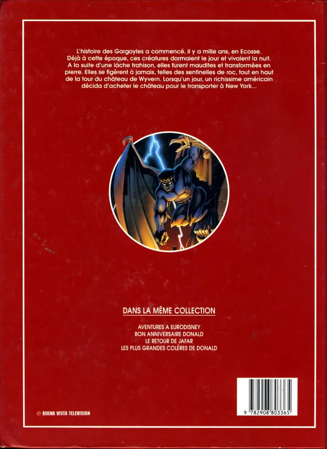 Verso de l'album Walt Disney Gargoyles, les Anges de la nuit