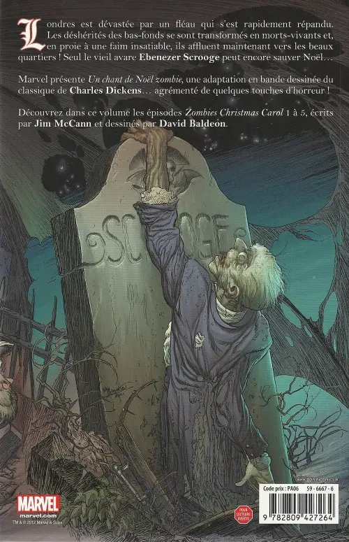 Verso de l'album Zombies Christmas Carol Un chant de Noël zombie