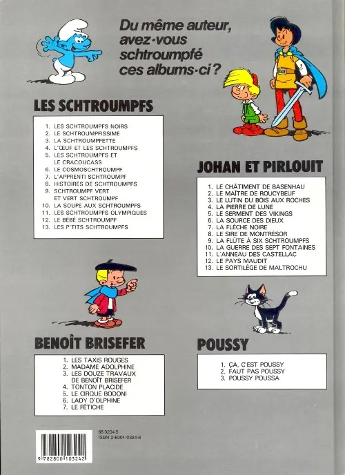 Verso de l'album Les Schtroumpfs Tome 9 Schtroumpf vert et vert schtroumpf