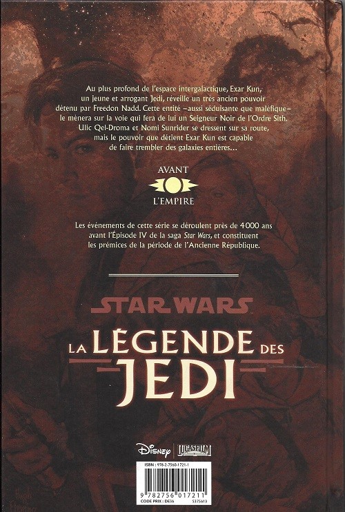 Verso de l'album Star Wars - La légende des Jedi Tome 4 Les seigneurs des sith