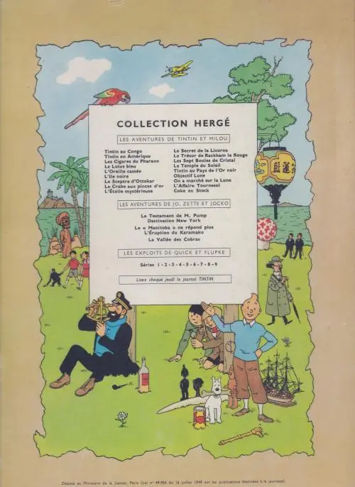 Verso de l'album Tintin Tome 3 Tintin en Amérique