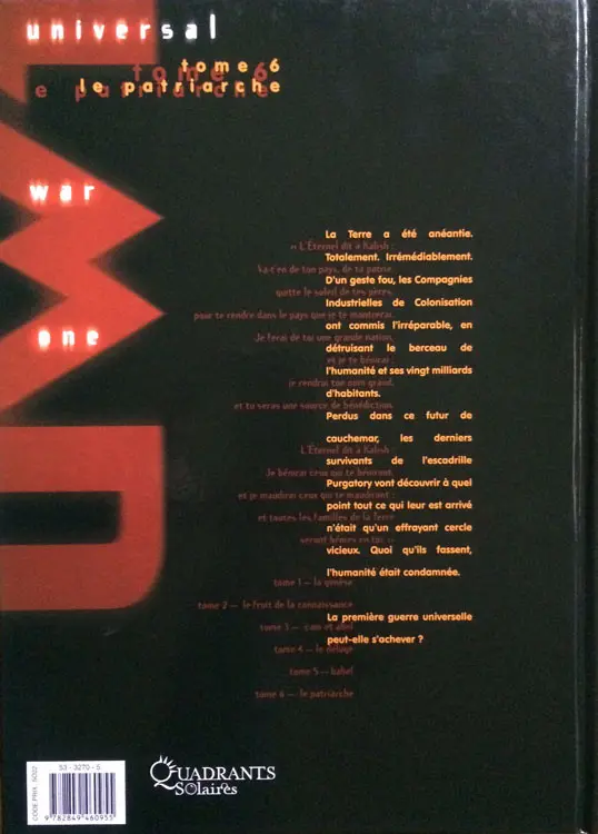 Verso de l'album Universal War One Tome 6 Le patriarche