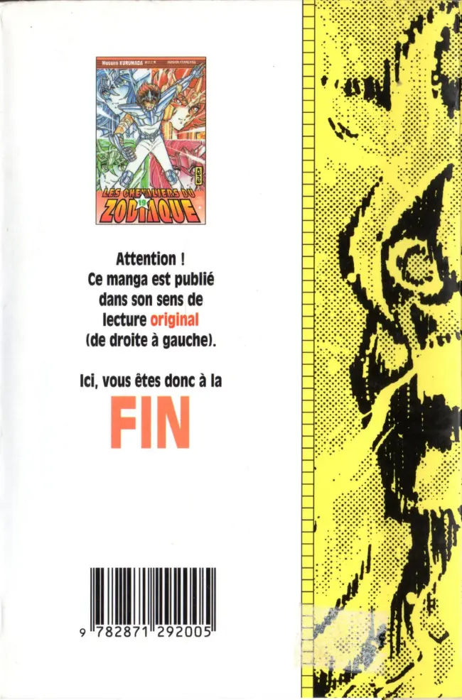 Verso de l'album Saint Seiya - Les Chevaliers du Zodiaque 19 Résurrection ! Hadès, les 108 étoiles maléfiques