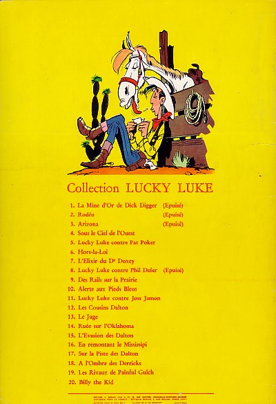 Verso de l'album Lucky Luke Tome 21 Les collines noires
