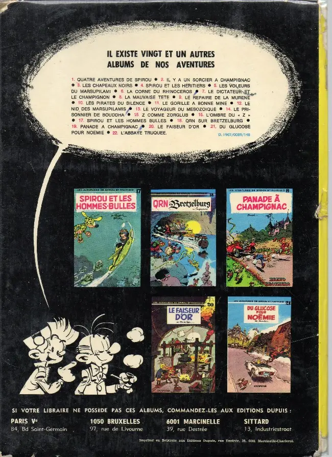 Verso de l'album Spirou et Fantasio Tome 12 Le nid des Marsupilamis