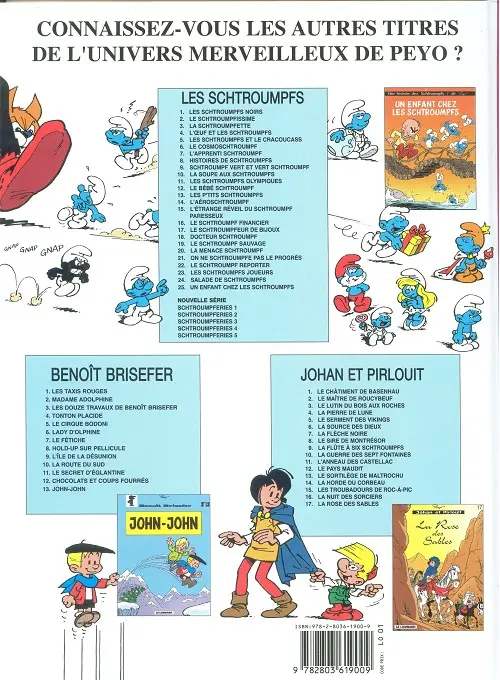 Verso de l'album Les Schtroumpfs Tome 22 Le schtroumpf reporter