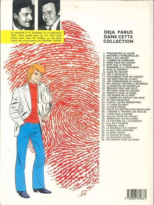 Verso de l'album Ric Hochet Tome 15 Le Monstre de Noireville