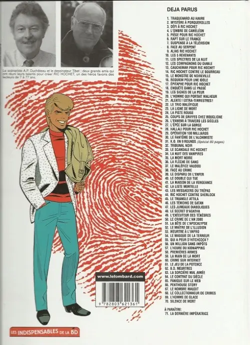 Verso de l'album Ric Hochet Tome 40 Le double qui tue