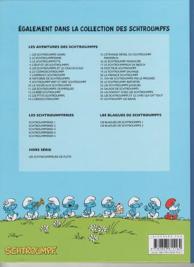Verso de l'album Les Schtroumpfs Tome 20 La Menace schtroumpf
