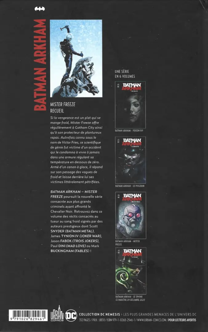 Verso de l'album Batman Arkham 4 Mister Freeze