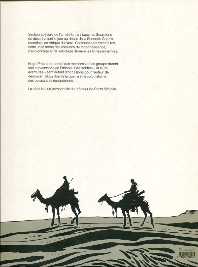 Verso de l'album Les Scorpions du Désert