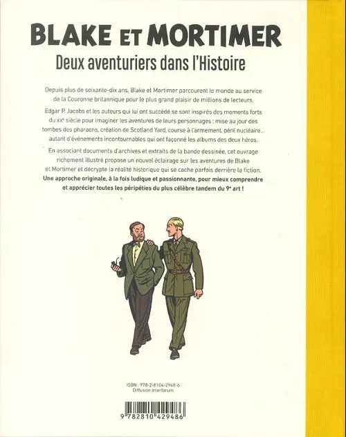 Verso de l'album Blake et Mortimer - Deux aventuriers dans l'Histoire