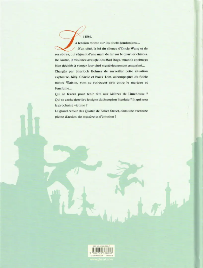 Verso de l'album Les Quatre de Baker Street Tome 8 Les Maîtres de Limehouse