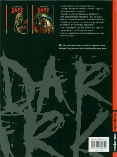 Verso de l'album Dark Tome 2 L'éveil du démon