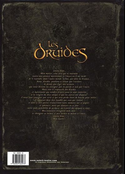 Verso de l'album Les Druides Tome 1 Le mystère des Oghams