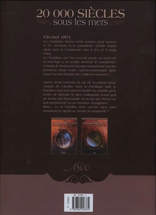Verso de l'album 20 000 siècles sous les mers Tome 2 Le repaire de Cthulhu